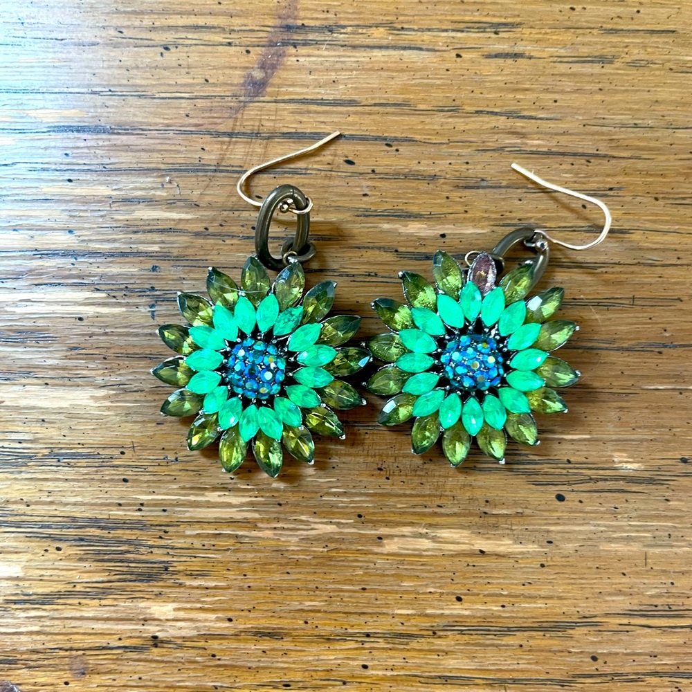 FLOWER RHINESTONE drop earrings
